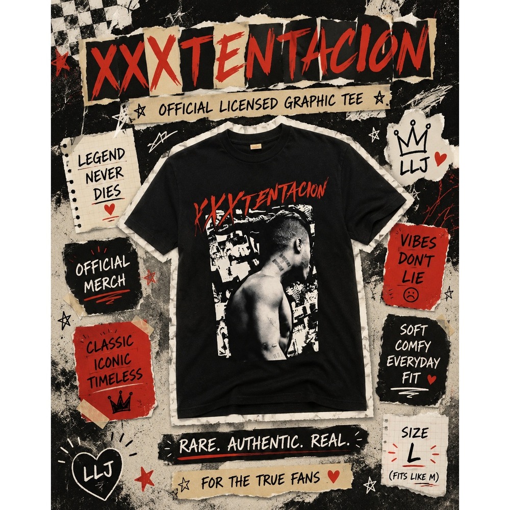 XXXTentacion Official Licensed Graphic Tee Black Punk Grunge Streetwear Size L